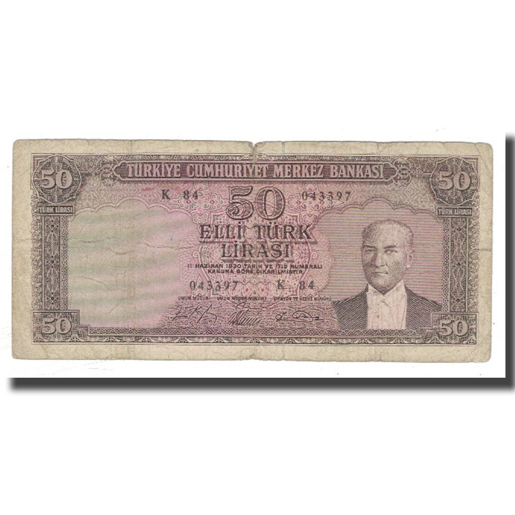 Banknote, Turkey, 50 Lira, 1930, 1930-06-11, KM:162a, VG(8-10)