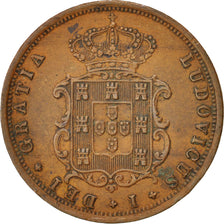 PORTUGAL, 5 Reis, 1874, KM #513, AU(50-53), Copper, 5.93