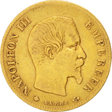 FRANCE, Napoléon III, 10 Francs, 1859, Strasbourg, KM #784.4, VF(20-25), Gold, G