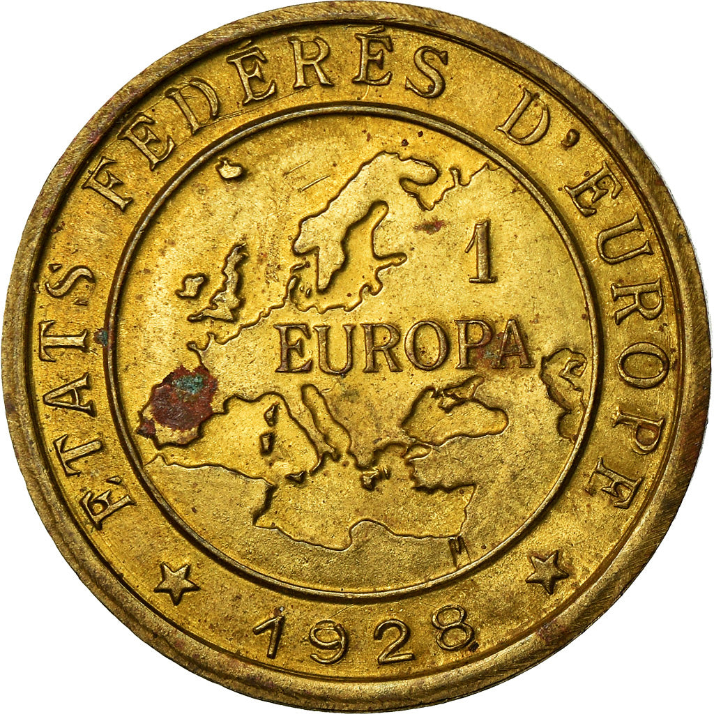 France, Jeton, Etats Fédérés d'Europe, Louis Pasteur, 1928, TB+, Copper Gilt