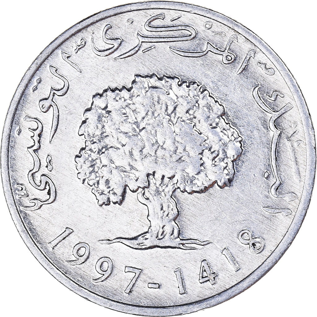 Münze, Tunesien, 5 Millim, 1997
