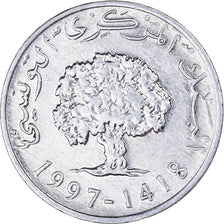 Münze, Tunesien, 5 Millim, 1997