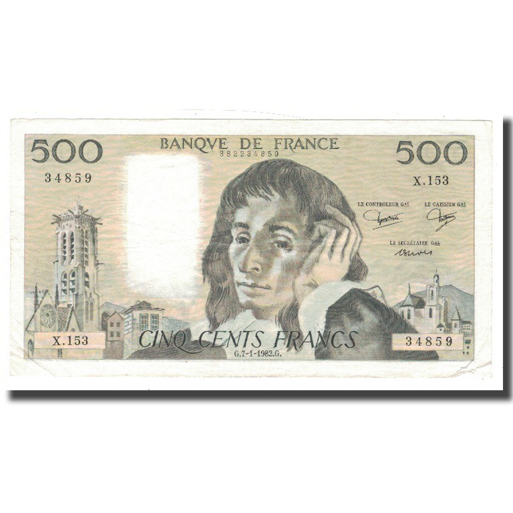 France, 500 Francs, 1982, 1982-01-07, VF(30-35), Fayette:71.26, KM:156e