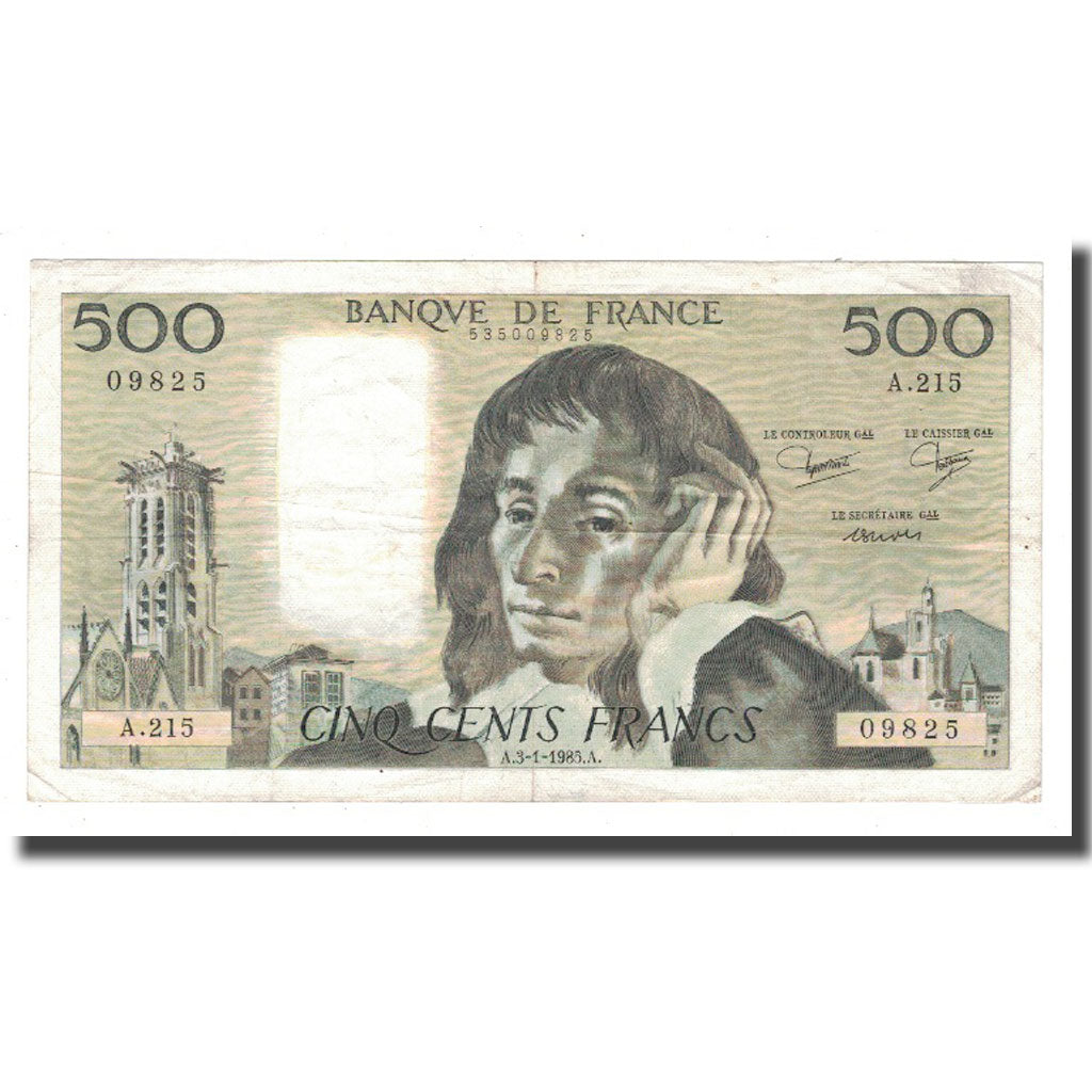 France, 500 Francs, 1985, 1985-01-03, EF(40-45), Fayette:71.32, KM:156e