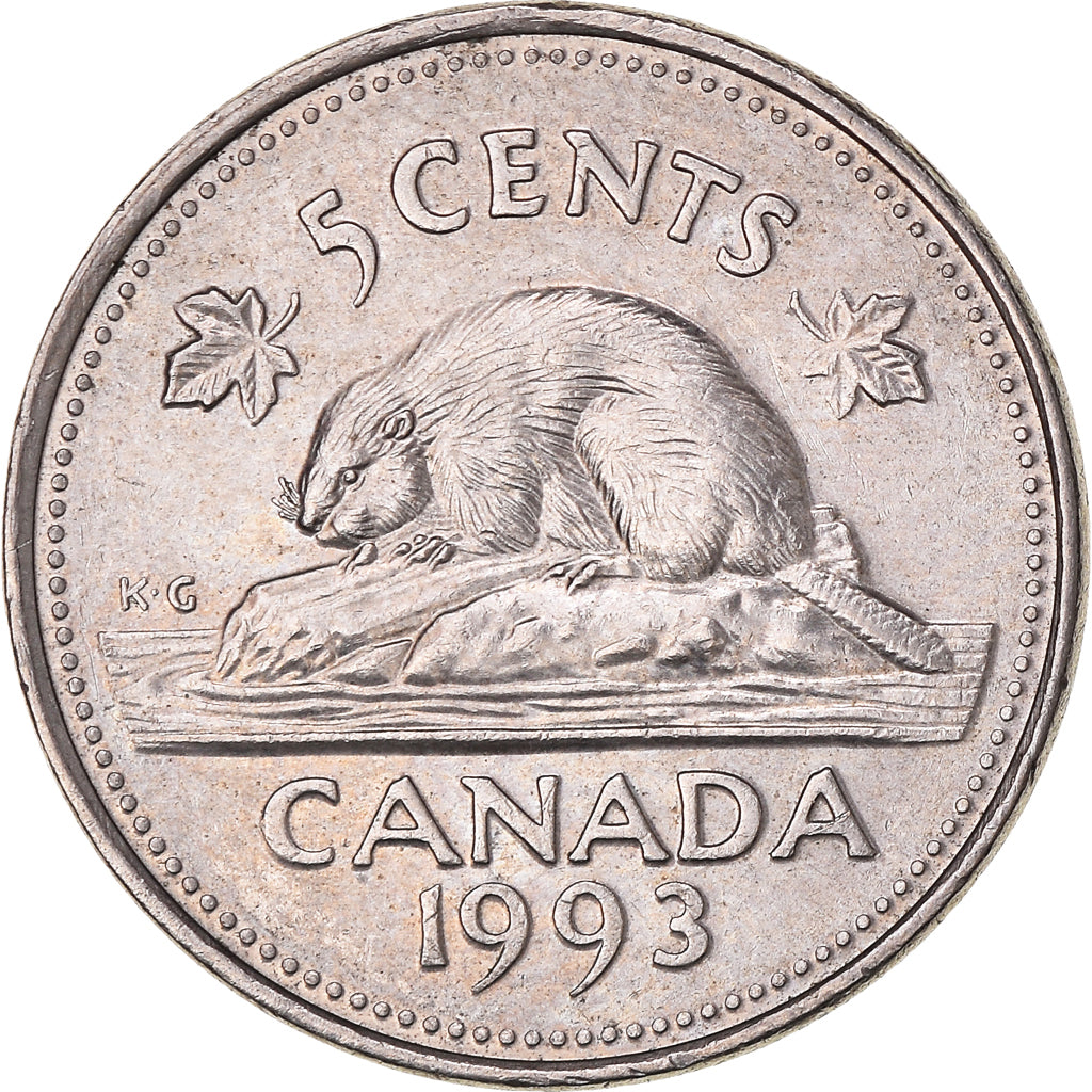 Coin, Canada, 5 Cents, 1993