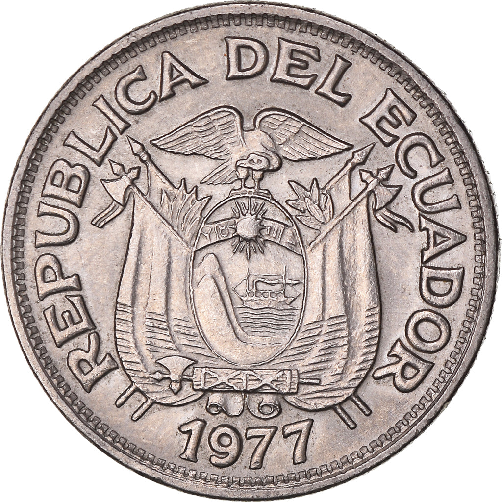 Münze, Ecuador, 50 Centavos, Cincuenta, 1977