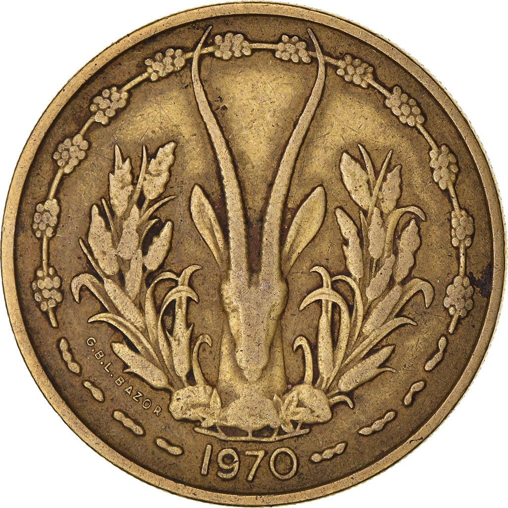 Münze, West African States, 25 Francs, 1970
