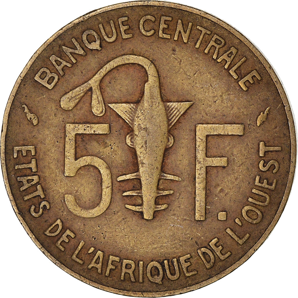 Coin, West African States, 5 Francs, 1986
