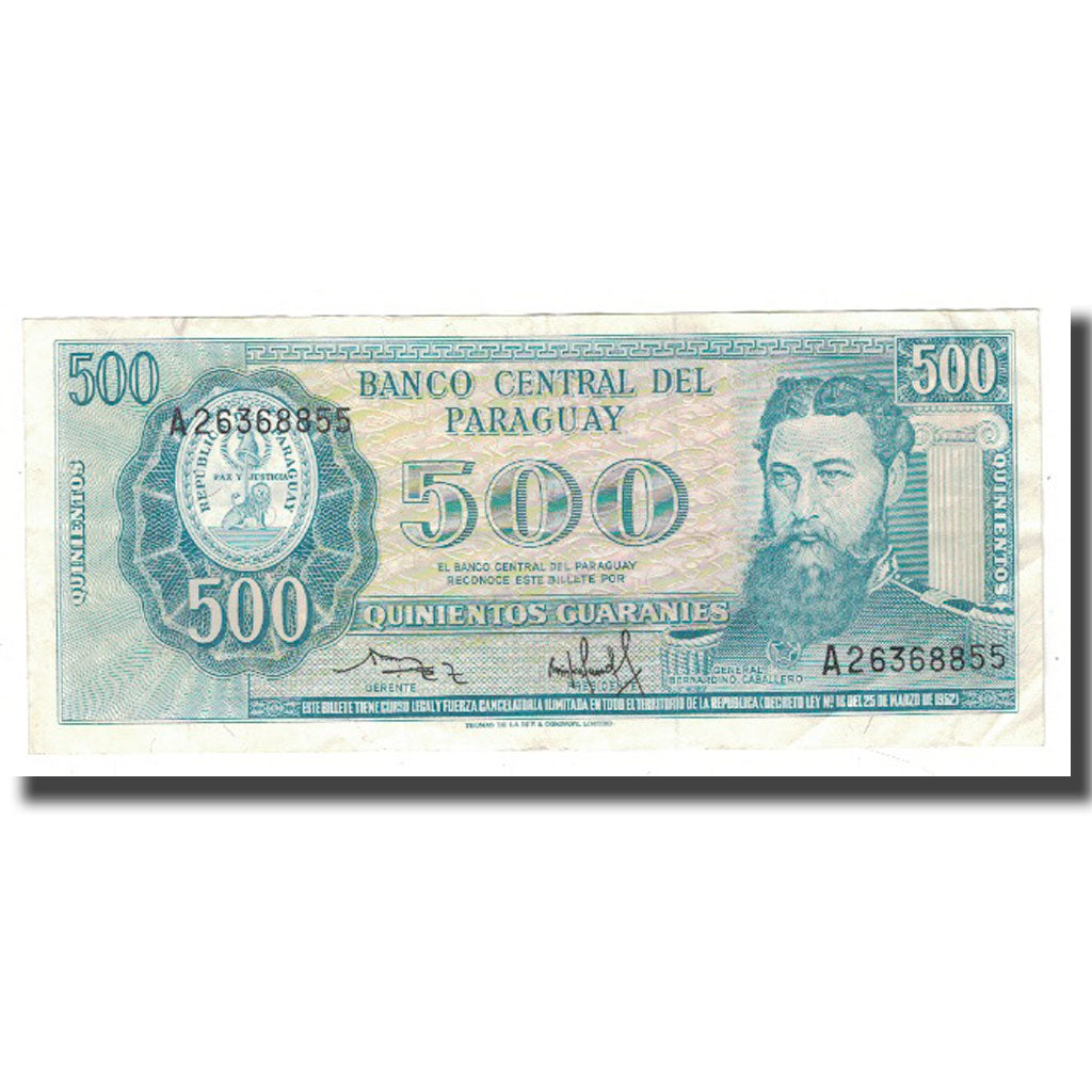 Billet, Paraguay, 500 Guaranies, 1952, 1952-03-25, KM:200b, TTB