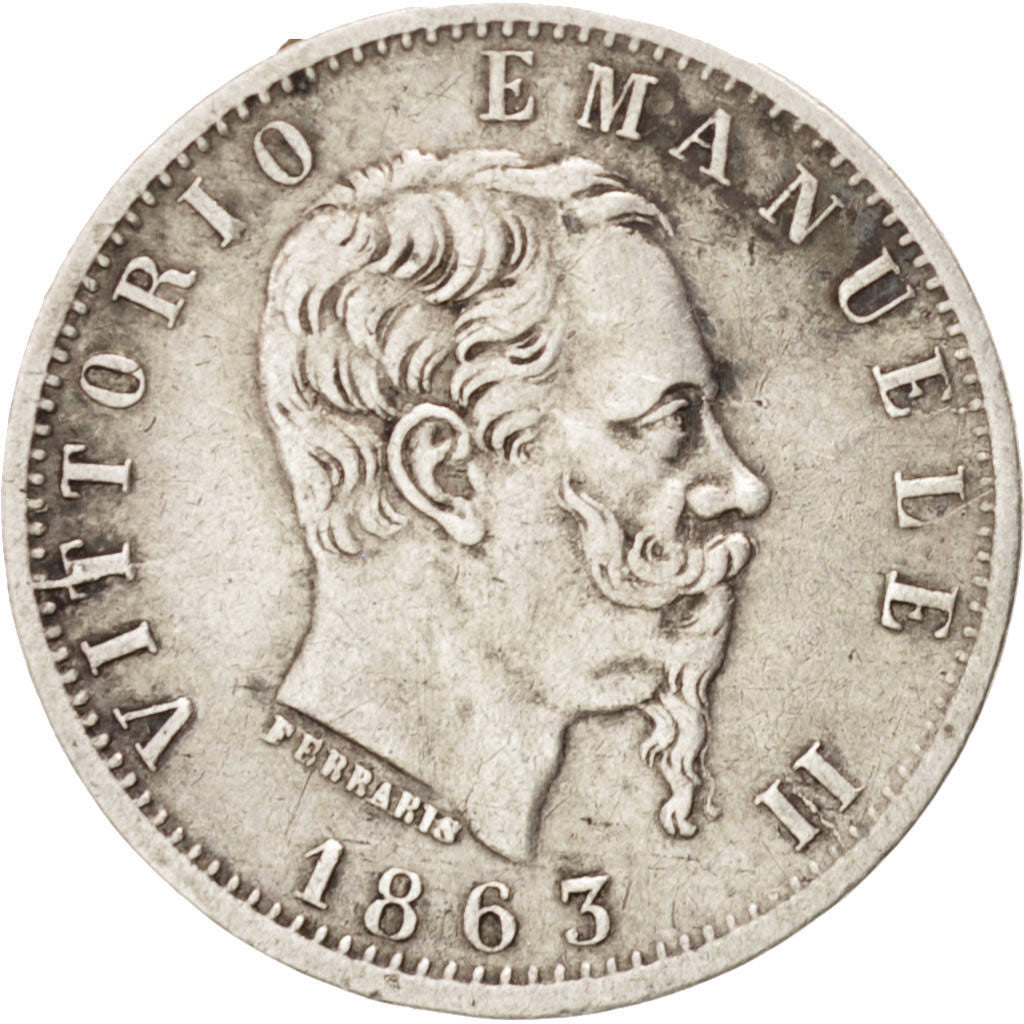 ITALY, 20 Centesimi, 1863, Torino, KM #13.2, EF(40-45), Silver, 1.00