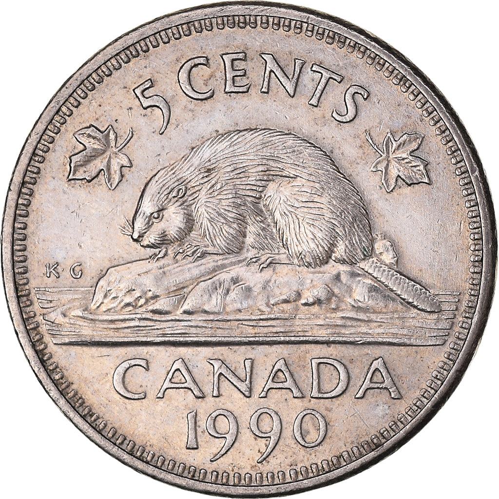 Coin, Canada, 5 Cents, 1990