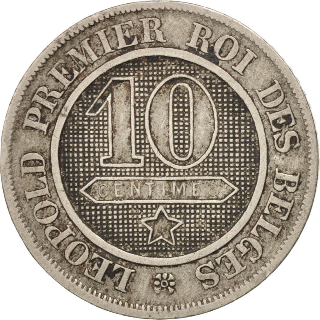 BELGIUM, 10 Centimes, 1864, KM #22, VF(30-35), Copper-Nickel, 21.4, 4.55