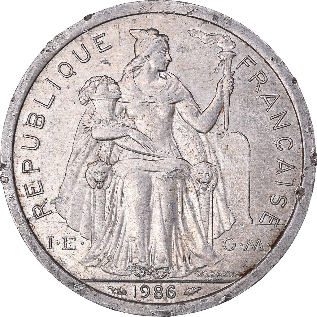 Moeda, Polinésia Francesa, 2 Francs, 1986