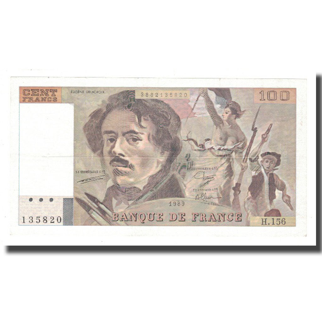 France, 100 Francs, 1989, EF(40-45), Fayette:69.13d), KM:154d