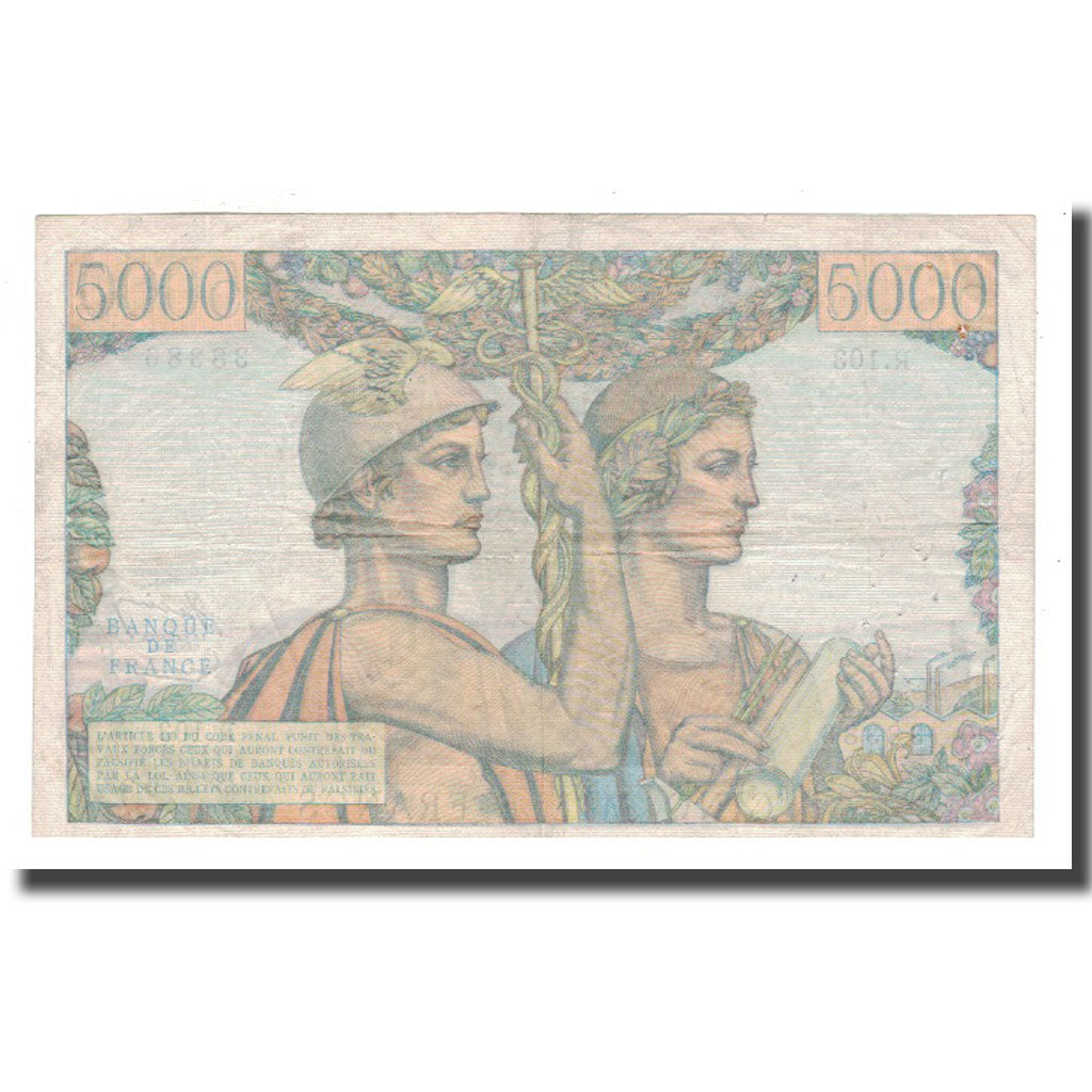 France, 5000 Francs, 1952, 1952-02-07, VF(20-25), Fayette:48.6, KM:131c