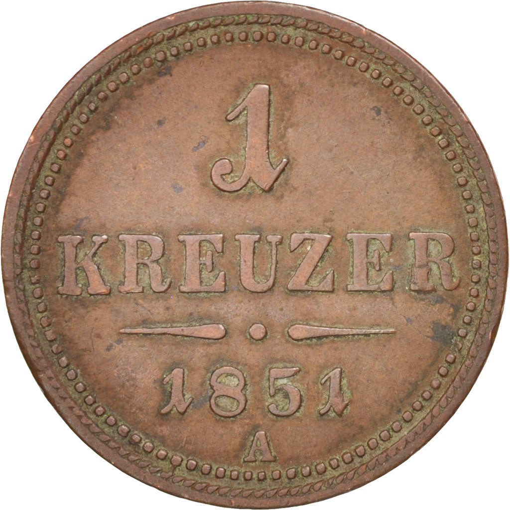 AUSTRIA, Kreuzer, 1851, Vienne, KM #2185, EF(40-45), Copper, 5.35