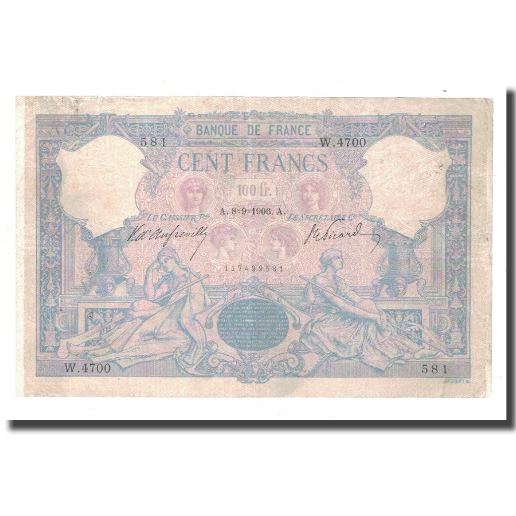 France, 100 Francs, 1906, 1906, VF(20-25), Fayette:21.20, KM:65d