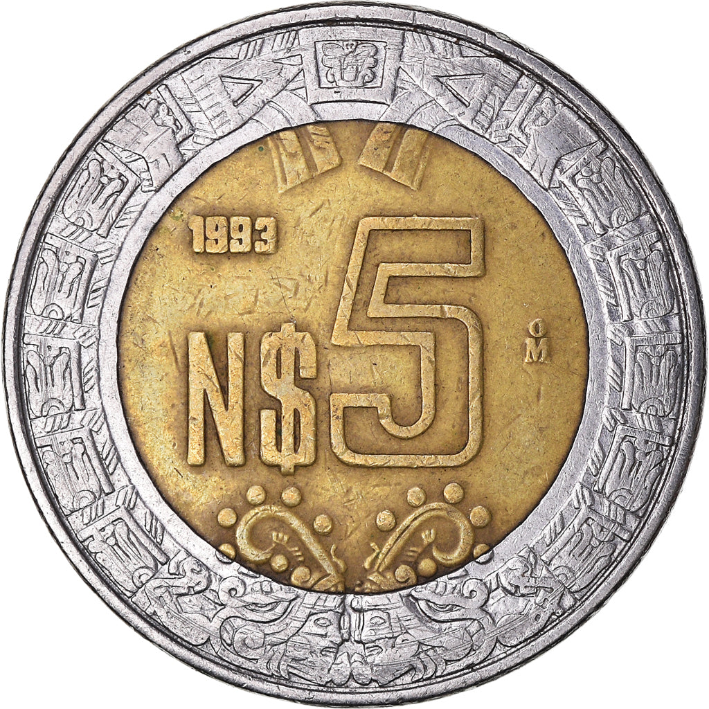 Moneta, Mexico, 5 Nuevo Pesos, 1993