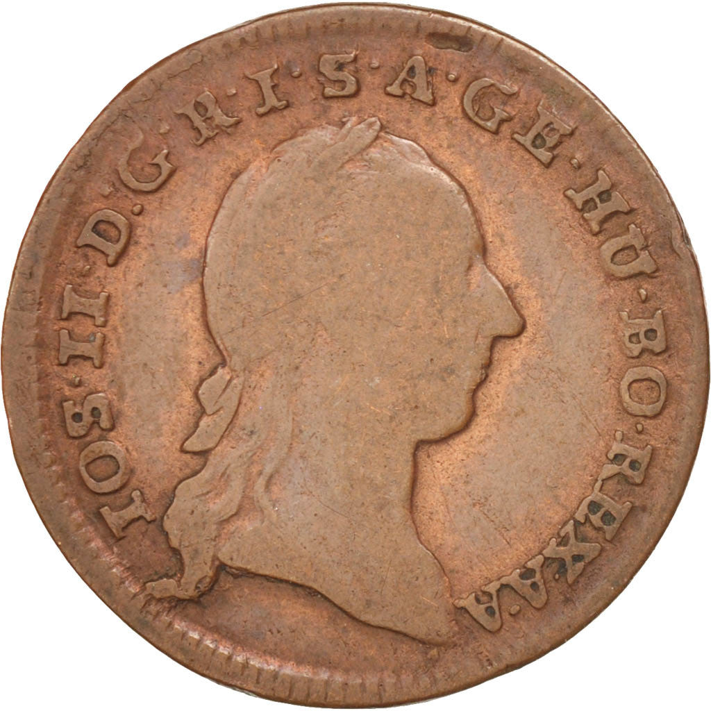 AUSTRIA, 1/2 Kreuzer, 1783, Hall, KM #2053, VF(20-25), Copper, 17.27, 3.78