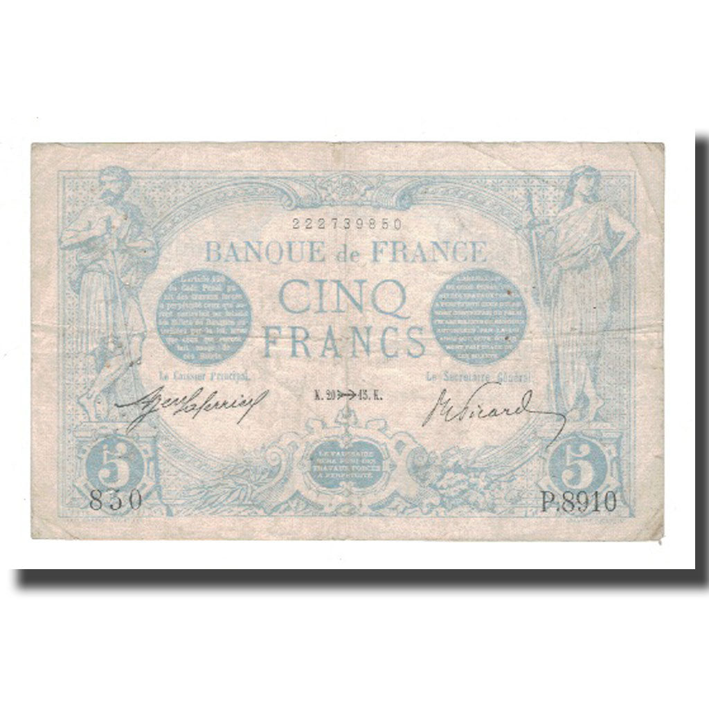 França, 5 Francs, 1915, 1915-11, VF(20-25), Fayette:2.33, KM:70