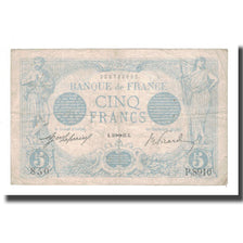 França, 5 Francs, 1915, 1915-11, VF(20-25), Fayette:2.33, KM:70