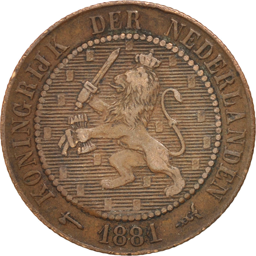 Coin, Netherlands, William III, 2-1/2 Cent, 1881, EF(40-45), Bronze, KM:108.1