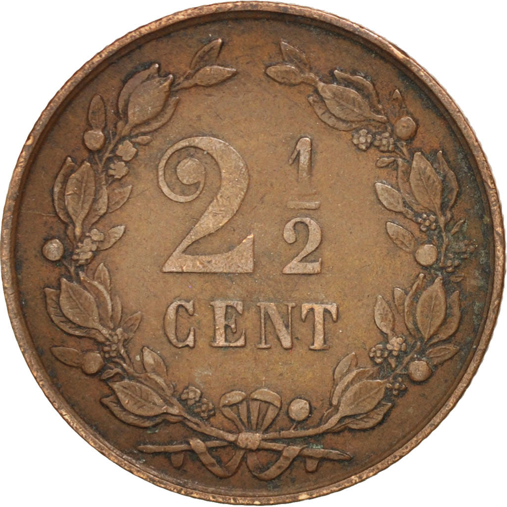 Coin, Netherlands, William III, 2-1/2 Cent, 1881, EF(40-45), Bronze, KM:108.1