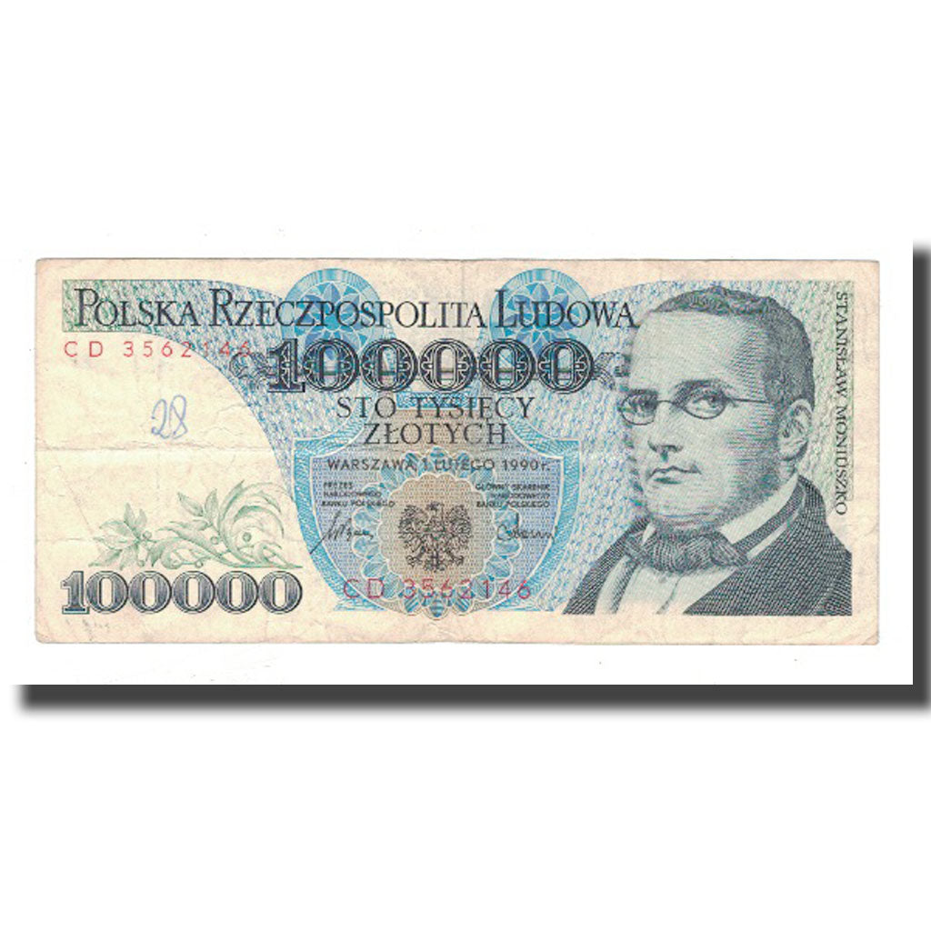 Billete, 100,000 Zlotych, 1990, Polonia, 1990-02-01, KM:154a, RC+