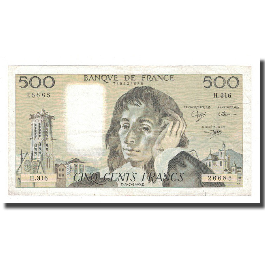 Frankreich, 500 Francs, 1990, 1990-07-05, SS, Fayette:71.44, KM:156h