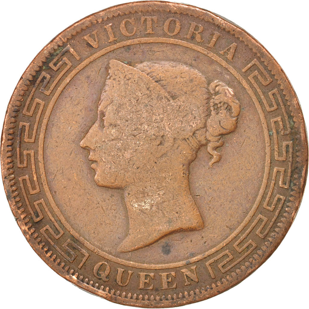 CEYLON, 5 Cents, 1870, KM #93, VF(20-25), Copper, 18.18