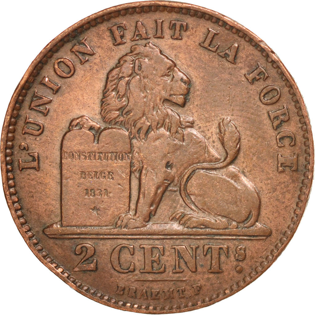 Coin, Belgium, Leopold II, 2 Centimes, 1909, AU(50-53), Copper, KM:35.1