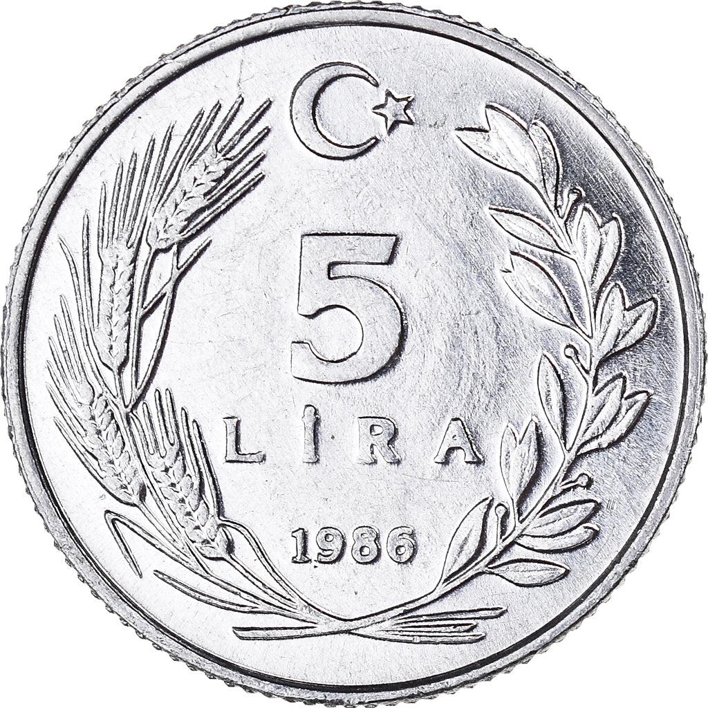 Münze, Türkei, 5 Lira, 1986
