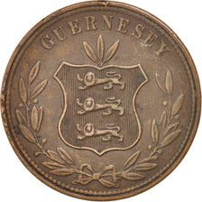 GUERNSEY, 8 Doubles, 1864, Heaton, KM #7, EF(40-45), Bronze, 31.6, 8.74