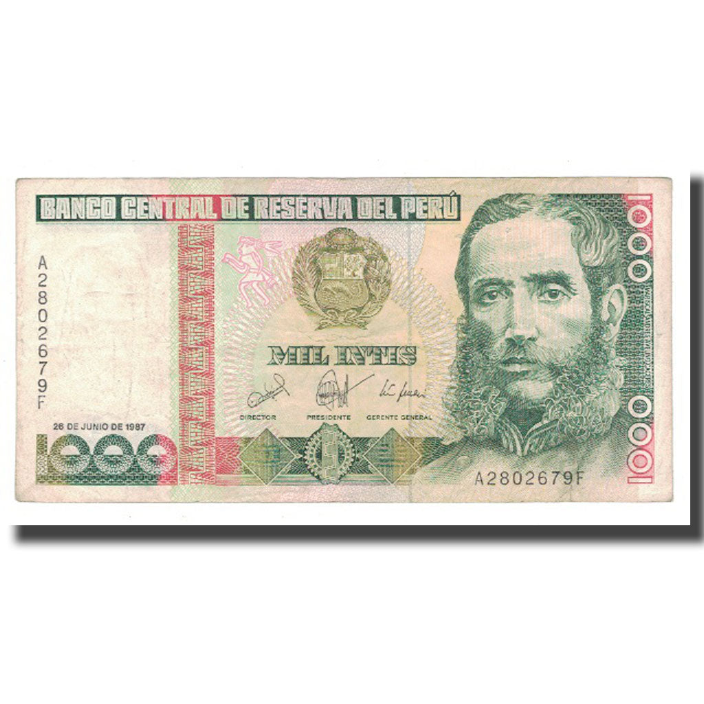 Banknote, Peru, 1000 Intis, 1987, 1987-06-26, KM:136b, VF(20-25)