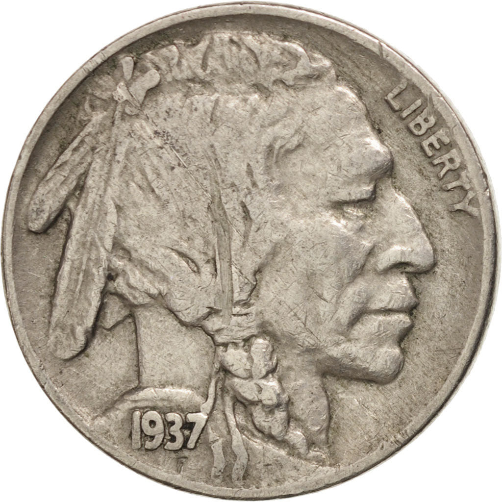 UNITED STATES, Buffalo Nickel, 5 Cents, 1937, U.S. Mint, KM #134, EF(40-45),...