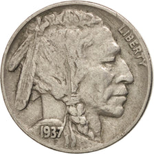 UNITED STATES, Buffalo Nickel, 5 Cents, 1937, U.S. Mint, KM #134, EF(40-45),...