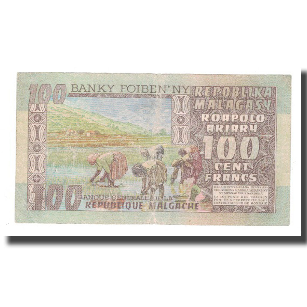 Banknote, Madagascar, 100 Francs =  20 Ariary, KM:63a, VF(20-25)