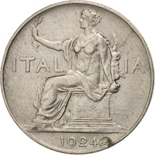 ITALY, Lira, 1924, Rome, KM #62, EF(40-45), Nickel, 27, 7.88