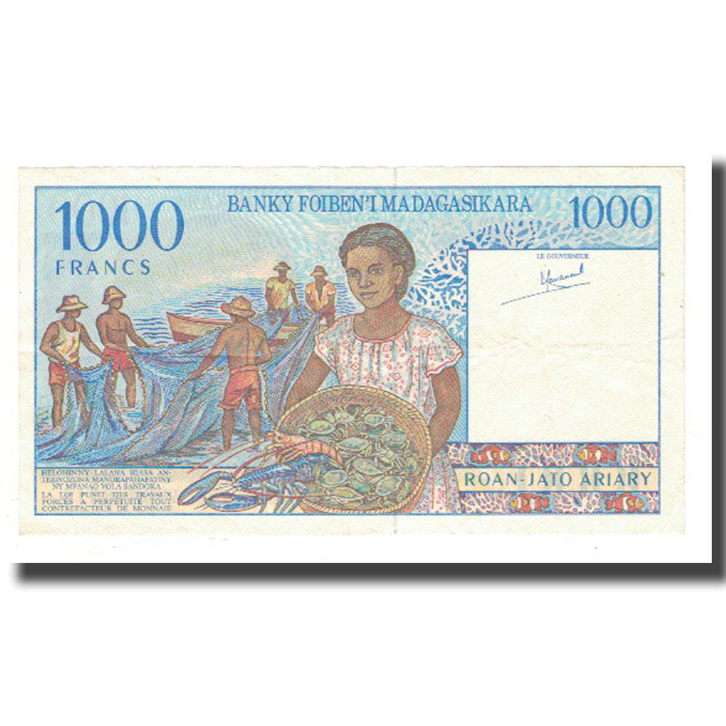 Banknote, Madagascar, 1000 Francs = 200 Ariary, KM:76a, VF(30-35)