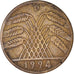 Moneta, GERMANIA, REPUBBLICA DI WEIMAR, 10 Rentenpfennig, 1924, Munich, MB+