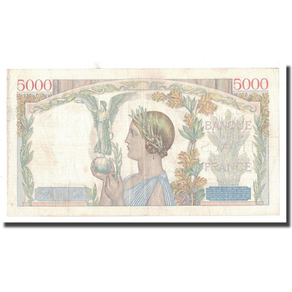 France, 5000 Francs, 1940, 1940-12-26, VF(30-35), Fayette:46.18, KM:97a