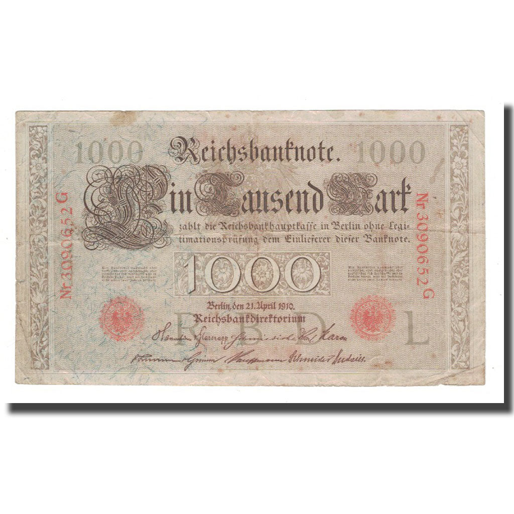 Banknote, Germany, 1000 Mark, 1910, 1910-04-21, KM:44b, F(12-15)
