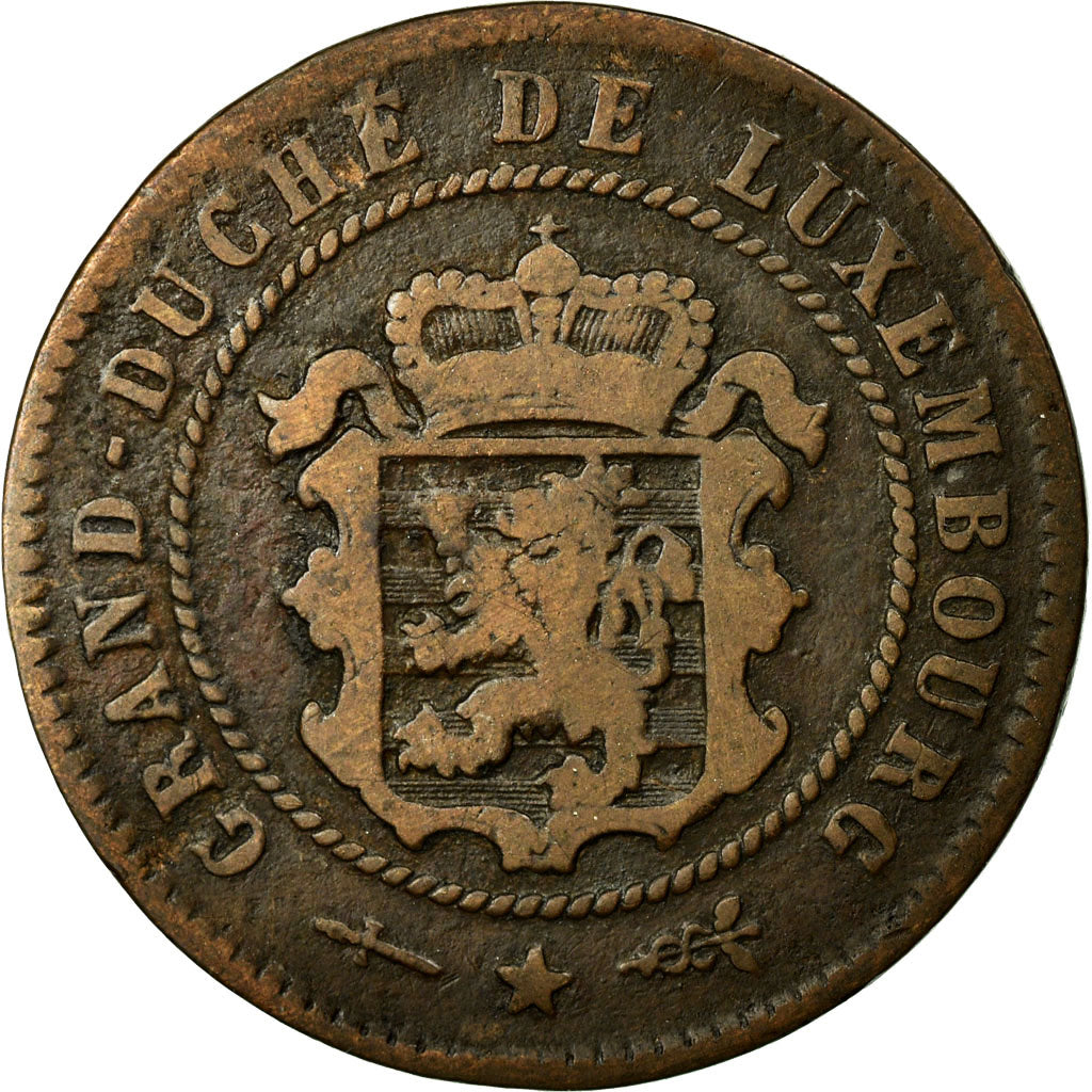 Coin, Luxembourg, William III, 5 Centimes, 1854, Utrecht, VF(20-25), Bronze