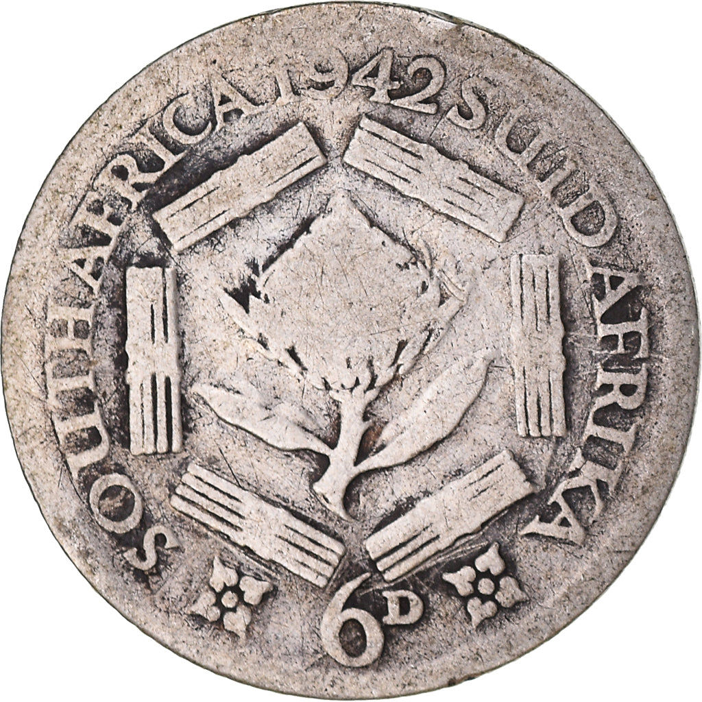 Moeda, África do Sul, 6 Pence, 1942