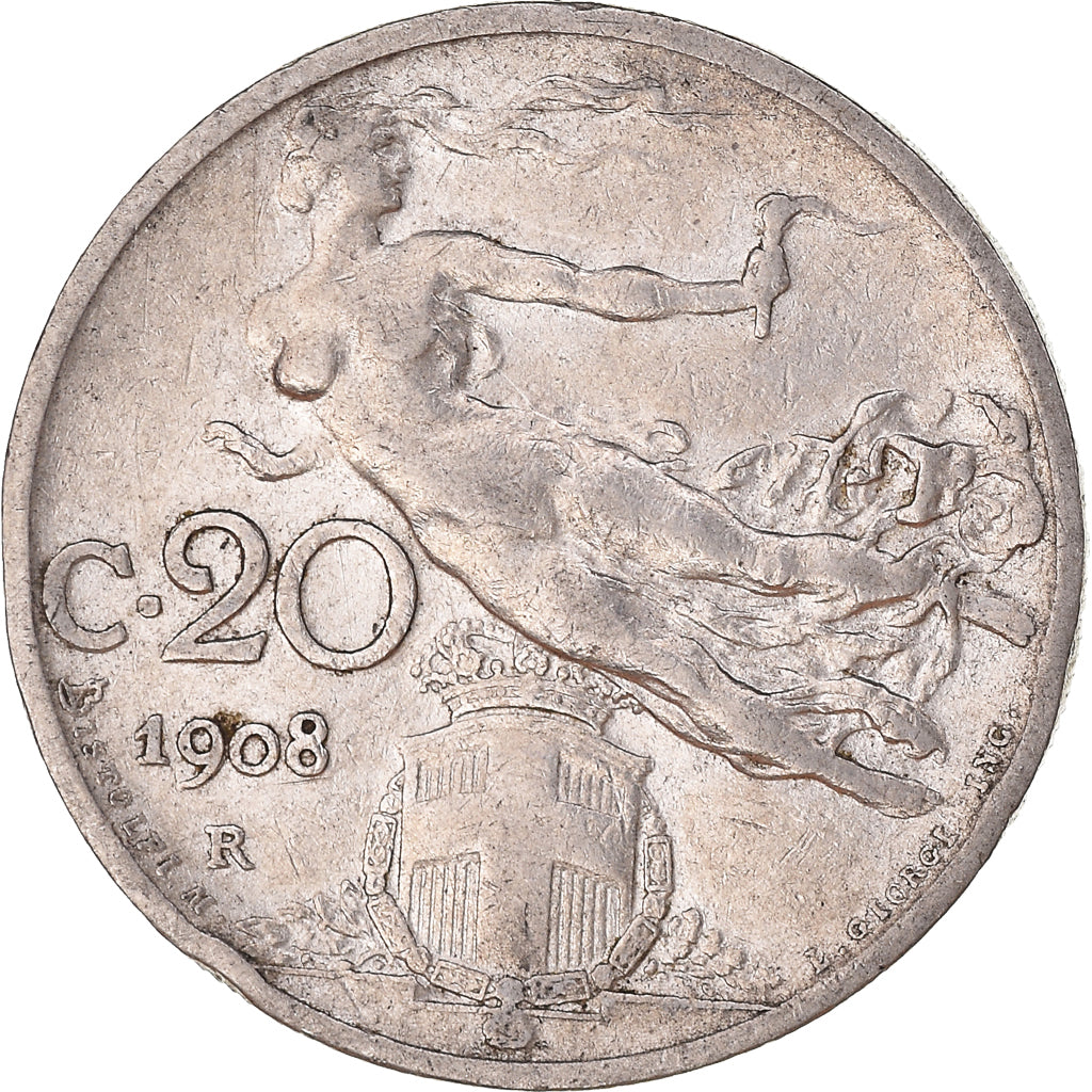 Moneda, Italia, 20 Centesimi, 1908