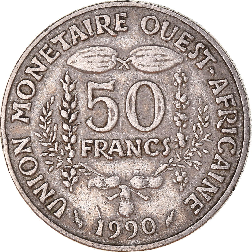 Coin, West African States, 50 Francs, 1990