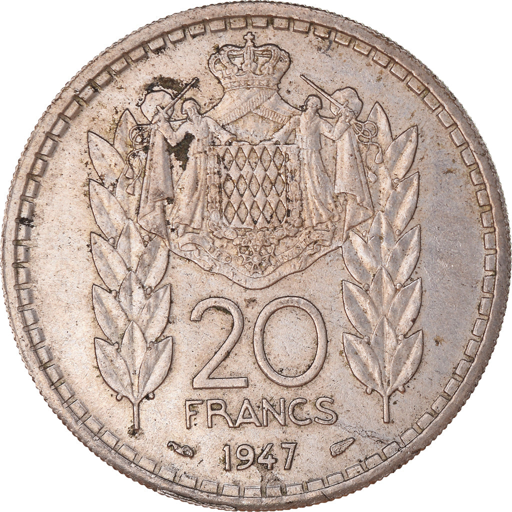Moeda, Mónaco, 20 Francs, Vingt, 1947