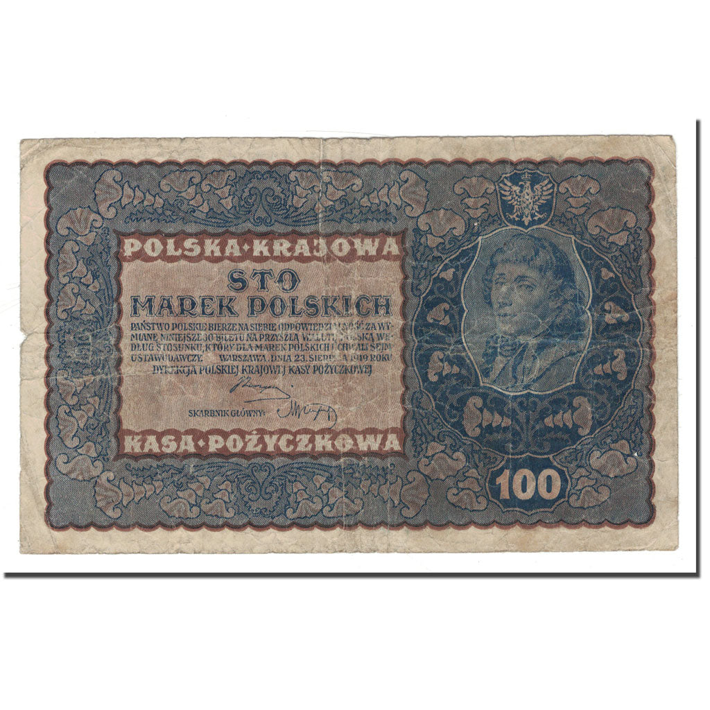 Banknote, Poland, 100 Marek, 1919, 1919-08-23, KM:27, VG(8-10)