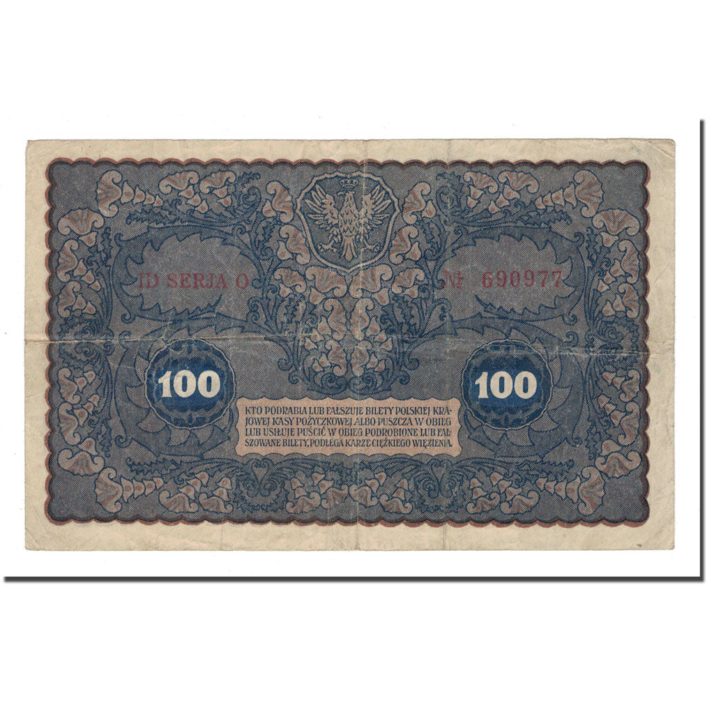 Banknote, Poland, 100 Marek, 1919, 1919-08-23, KM:27, VF(20-25)