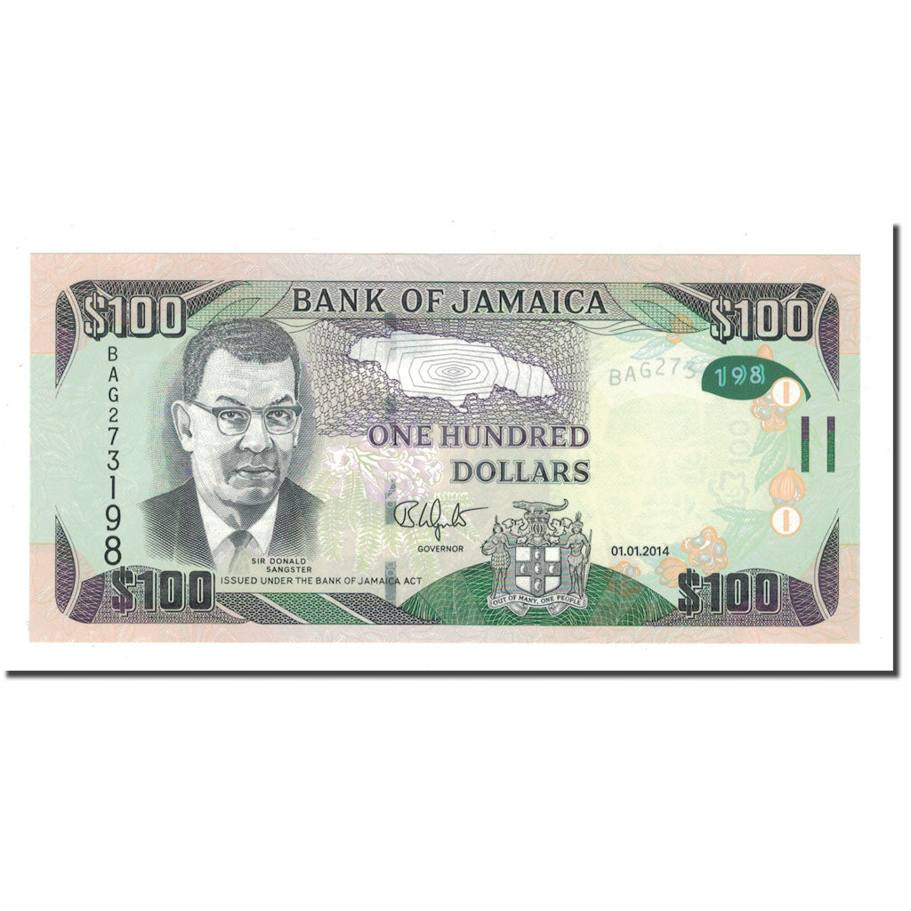 Banknote, Jamaica, 100 Dollars, 2014, 2014-01-01, KM:90, UNC(65-70)